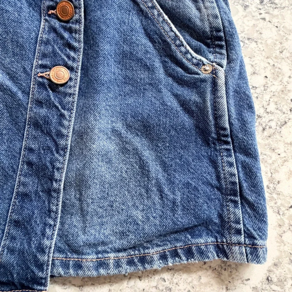 Free People Wynne Asymmetric Denim Wrap Mini Skirt Size 28